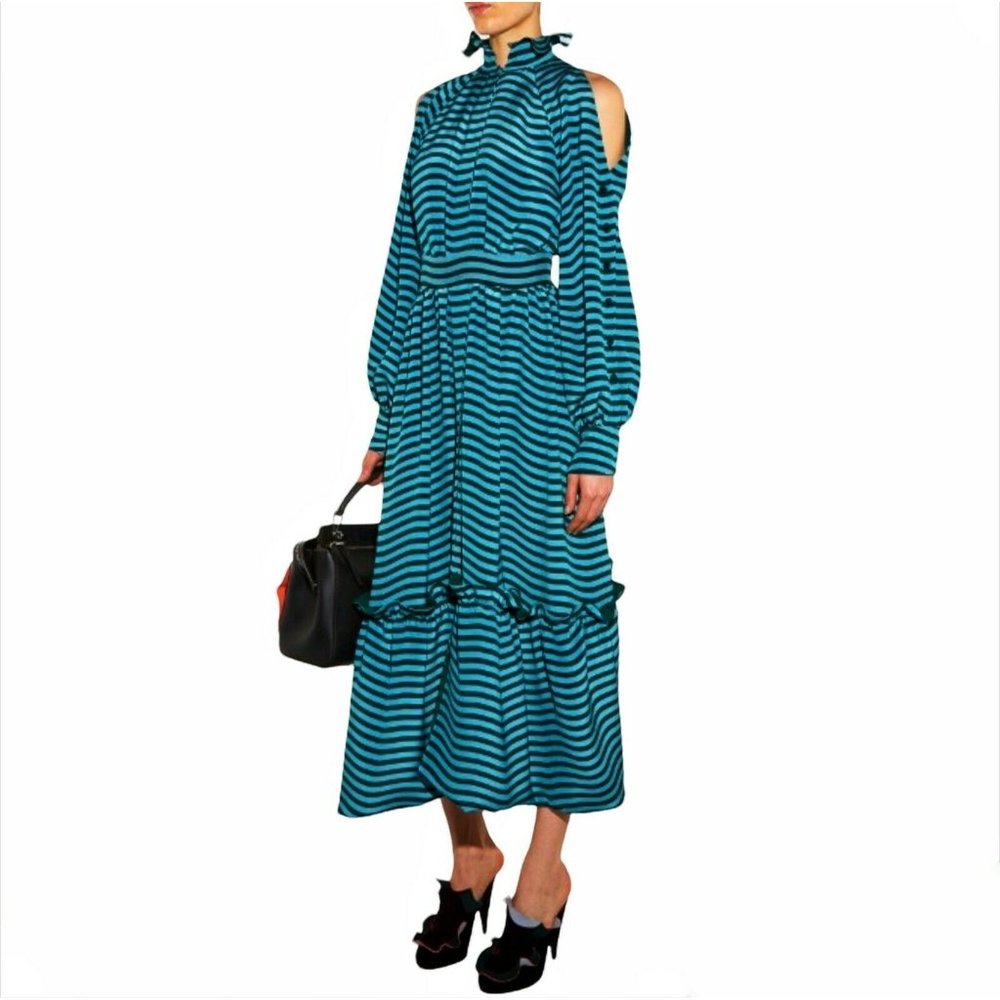 FENDI Silk Midi cold shoulder Dress Size: S | US4, IT40 $3250